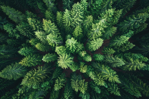 Drone view of European forest in spring