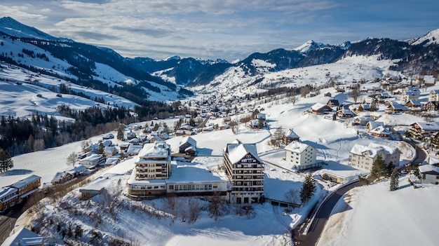 Photo drone view from wildhaus in switzerland