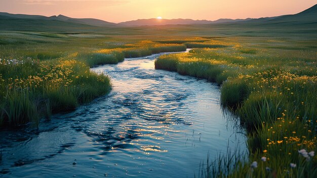 Photo a drone view of meadow small wallpaper