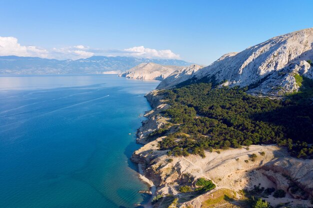 Drone view near Baška Beach, Croatia