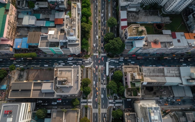 Drone view ratchada road Bangkok thailand Generative AI