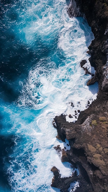 Photo drone view of tenerife south coast with atlantic