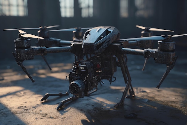 A drone with the word drone on it