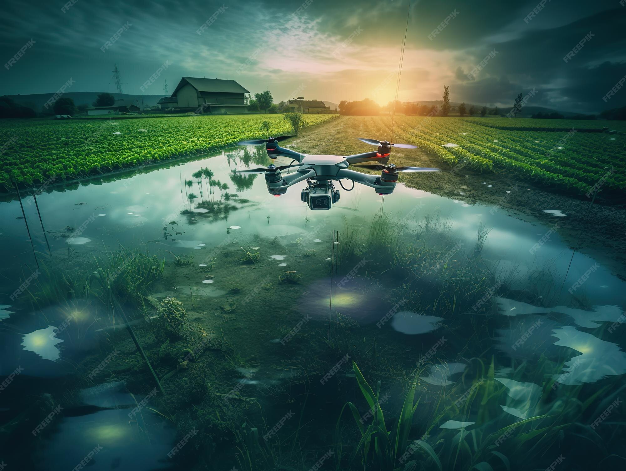 Drones flying over farm field smart farming concept ai Circuit Diagram