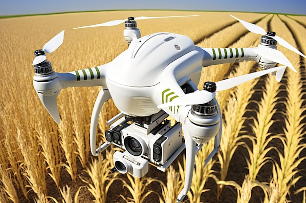 農業における空撮用のカメラ付きドローンと農学者用ドローン