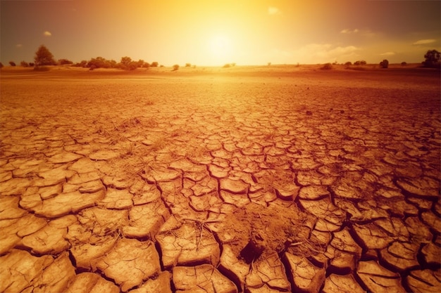 Droogte land en een stervende plant hete zomer veroorzaakt door El Nino