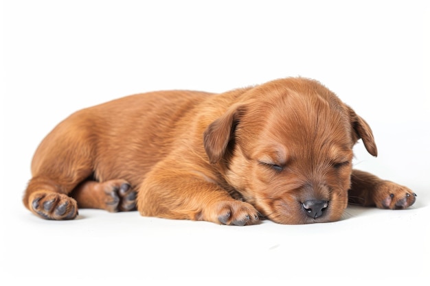 Droomende ogenblikken met de slapende oranje puppy