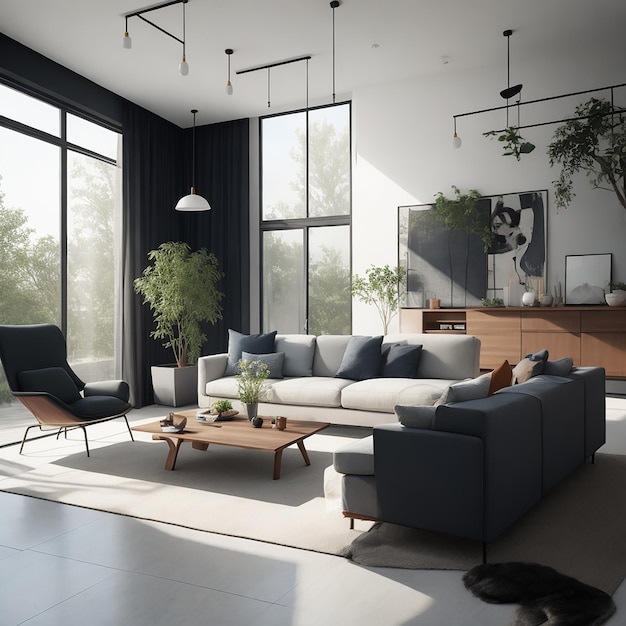 Droomhuis moderne luxe woonkamer 3D-ontwerp
