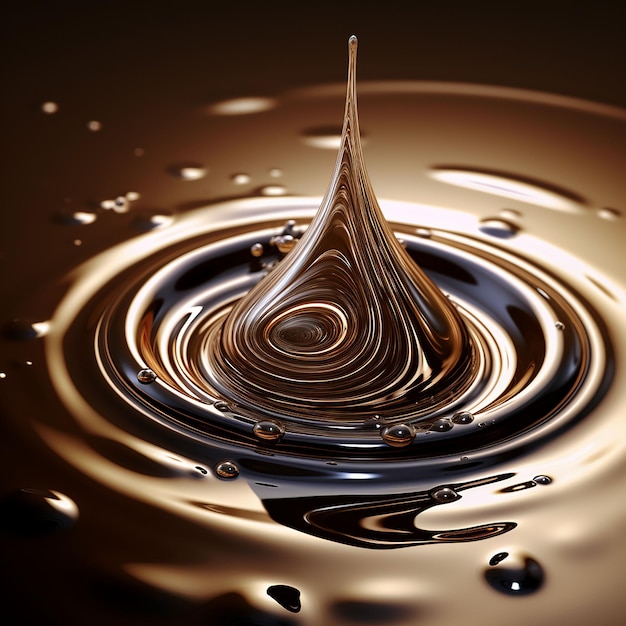 Drop of chocolate Splash of chocolate 3d illustration brown background