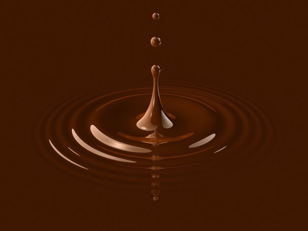 Photo drop of liquid chocolate splashing and making ripple.