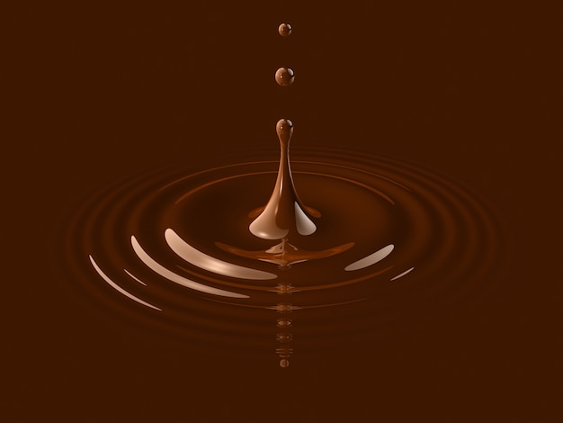 Фото Капля жидкого шоколада брызг и делает рябь.