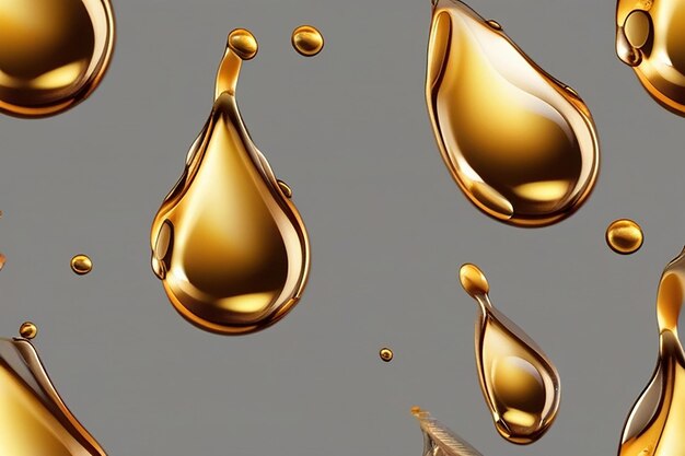 Фото Капля масла блестящее желтое косметическое масло или косметическая эссенция жидкая капля свежее моторное масло жидкость эко природа 3d render