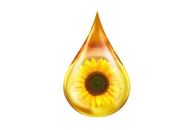 drop of sunflower oil edit isolated on white background