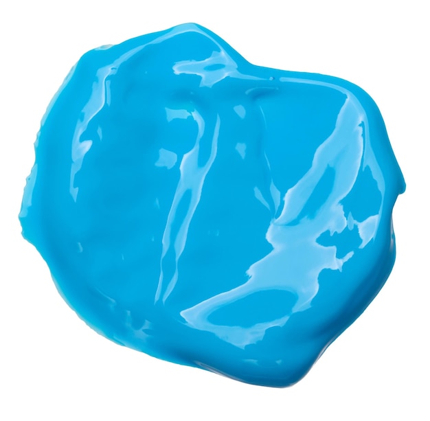 drop of thick blue oil paint on isolated background