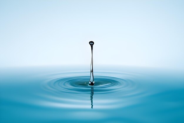 Photo drop of water falling and ripple