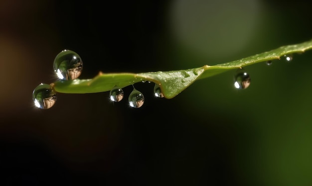 A drop of water is on a leaf