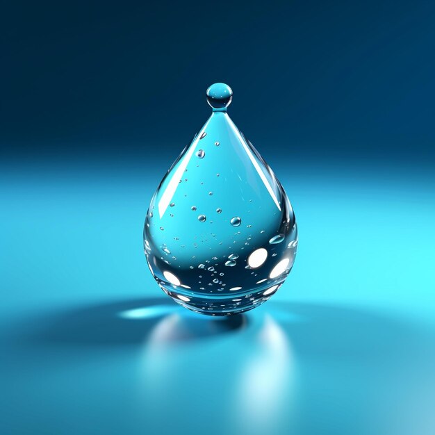 A drop of water on the surface rippling overall light blue focus