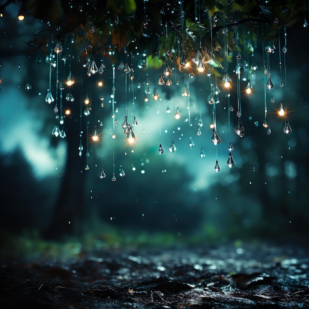 a drop of water on a tree branch