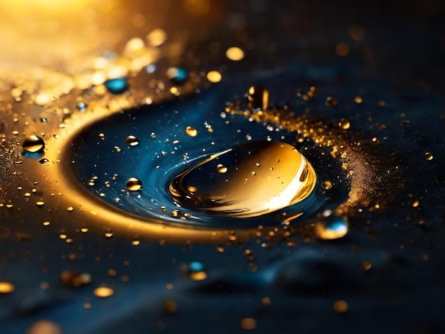 Droplet abstract with gold black color