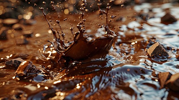 Droplet of Chocolate Falls Into Water