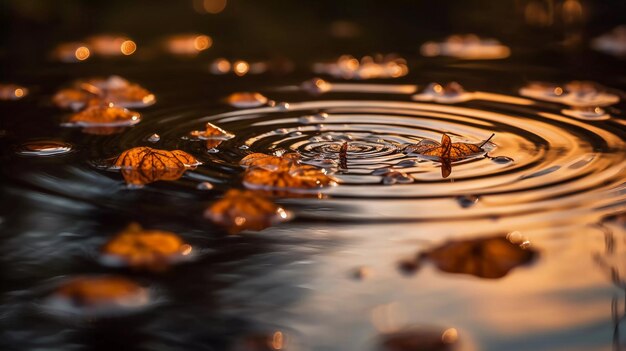 Droplet Dance water droplets dancing on the surface of a pond Generative Ai