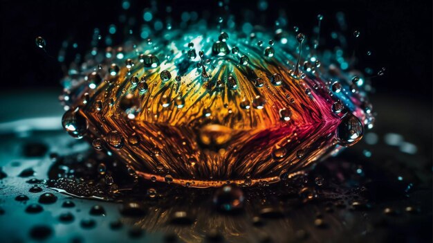 Droplet Dance Капли воды танцуют на поверхности пруда Generative Ai