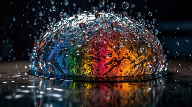 Foto droplet dance goccioline d'acqua che danzano sulla superficie di uno stagno generative ai