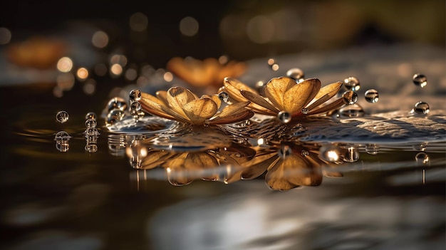 Droplet Dance water droplets dancing on the surface of a pond Generative Ai