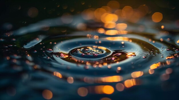 Foto droplet dance goccioline d'acqua che danzano sulla superficie di uno stagno generative ai