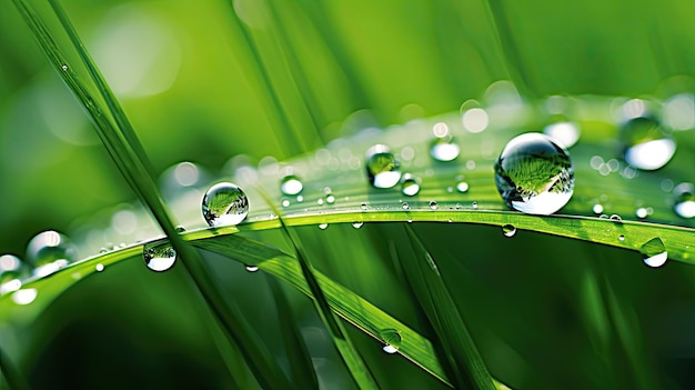 Droplets of Dew on Grass