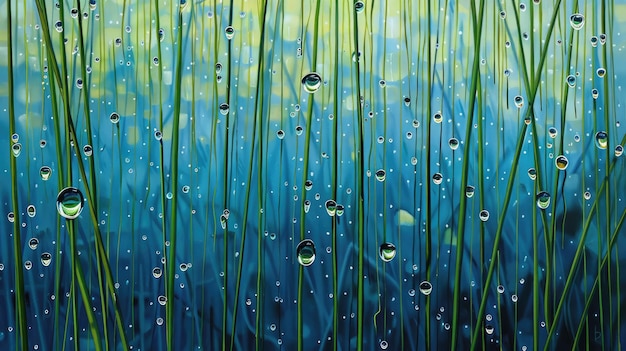 Droplets on reed Generative AI