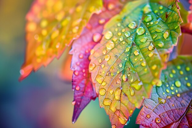 Droplets on a Vibrant Leaf