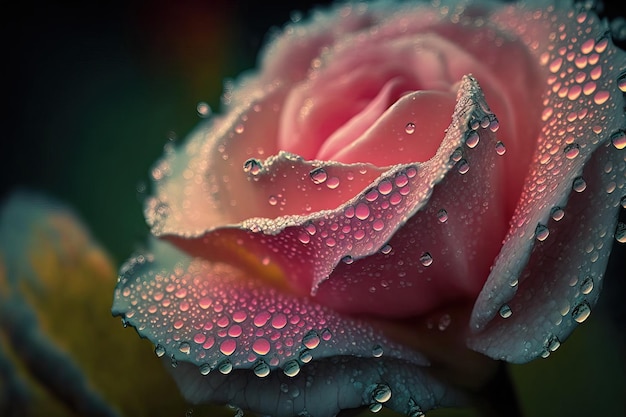 Droplets of water on a rose petal