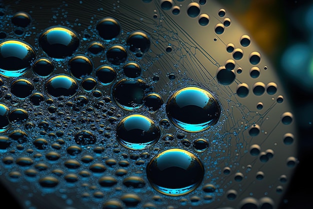 Droplets of water on a spider nest