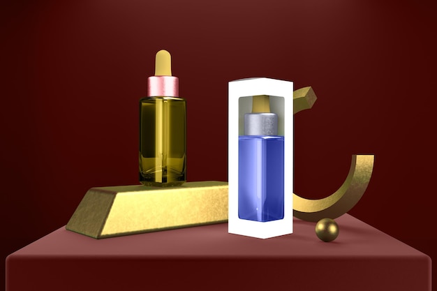 Dropper Bottles With Box and Gold Bars Front Side