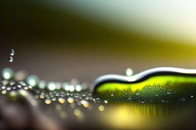 Drops of dew on a closeup sheet