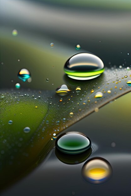 Drops of dew on a closeup sheet