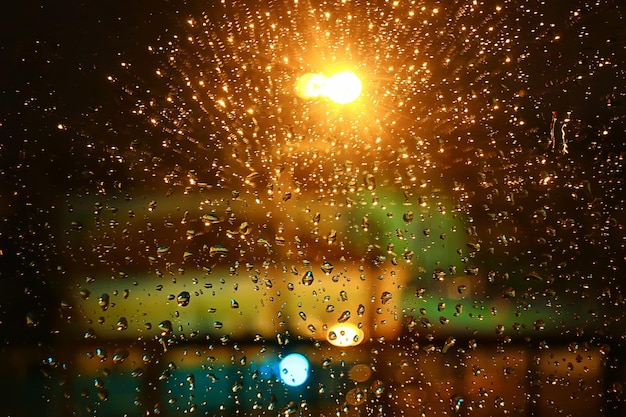 写真 滴雨ガラス背景テクスチャ、抽象的な季節の秋の背景の水滴