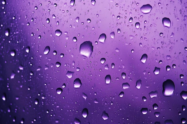 Drops of rain on a window with purple background