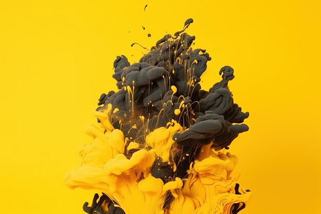Drops and splashes of black and yellow colors paints