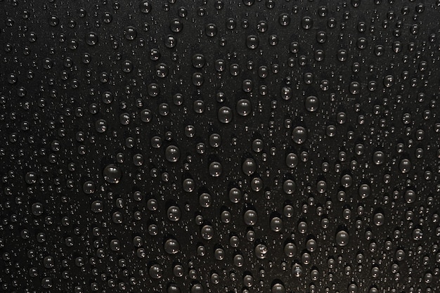 Drops of water on a black background Macro photo texture drops