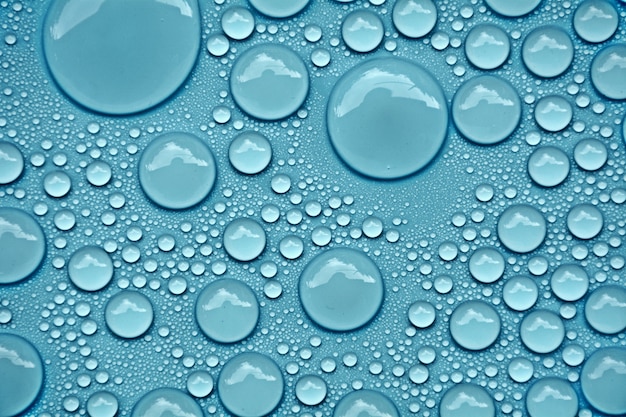 Drops water on blue background