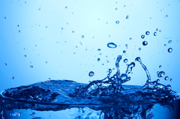 深い青色の水に落ちる水滴