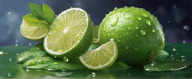 Drops of water falling on the lemon ripe fruits