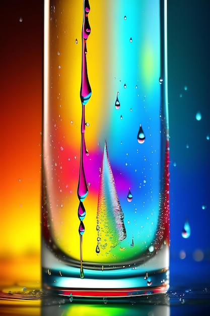 Drops of water on a glass colorful rain abstract reflection droplets dew background wallpaper