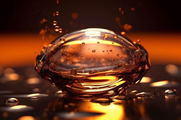 Drops of water on a glass table 3d rendering