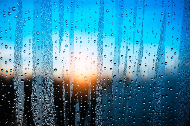 Drops of water on glass.