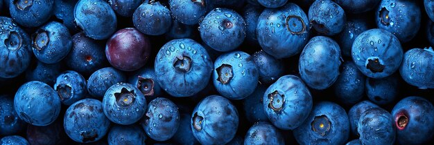 Foto gocce d'acqua su mirtilli dolci maturi mirtilli freschi sullo sfondo con spazio di copia per il tuo testo concetto vegano e vegetariano macrostruttura di mirtilli consistenza di mirtilli in primo piano