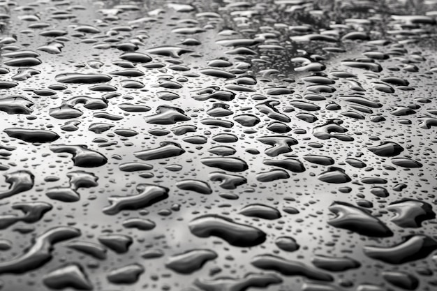 Drops of water on the surface. Abstract photo as background.