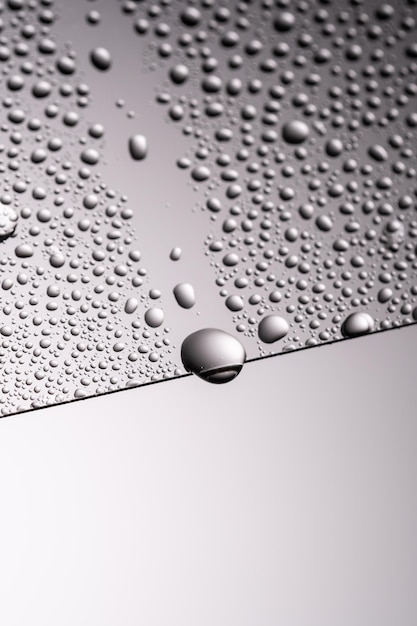 Drops of water on a transparent gray background